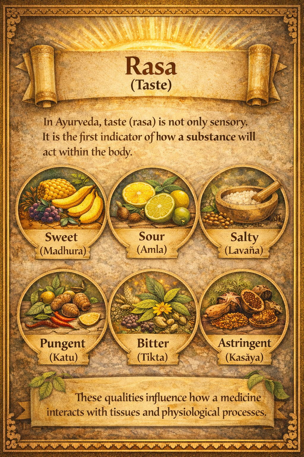 Rasa in Ayurveda: Why Taste Determines the Action of Medicines